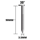 Clavo 30 Grados 3.5'' 90 x 3mm - Tira Papel x 12 UN