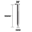 Clavo 30 Grados 3.5'' 90 x 3mm - Tira Papel x 12 UN