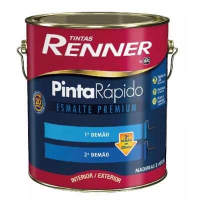 Pintura Esmalte Pinta Rapido Brillante Negro Al Agua x 3.6L Renner- 